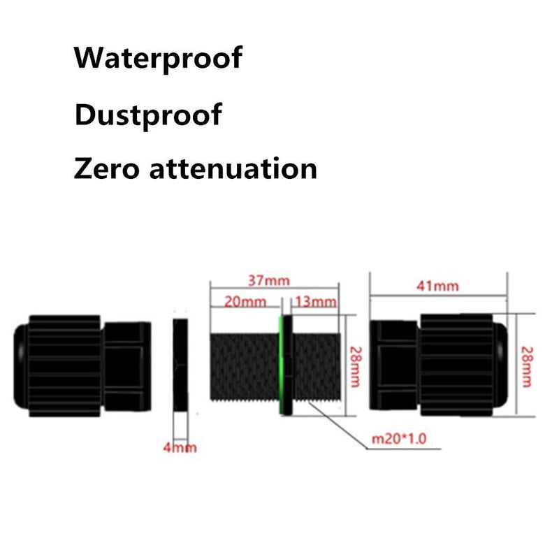 ANMBEST 5PCS M20 RJ45 Waterproof Cat5/5e 8P8C Connector IP67 Ethernet LAN Cable Connector Double Head Outdoor LAN Coupler Adapter Female to Female - Image 5